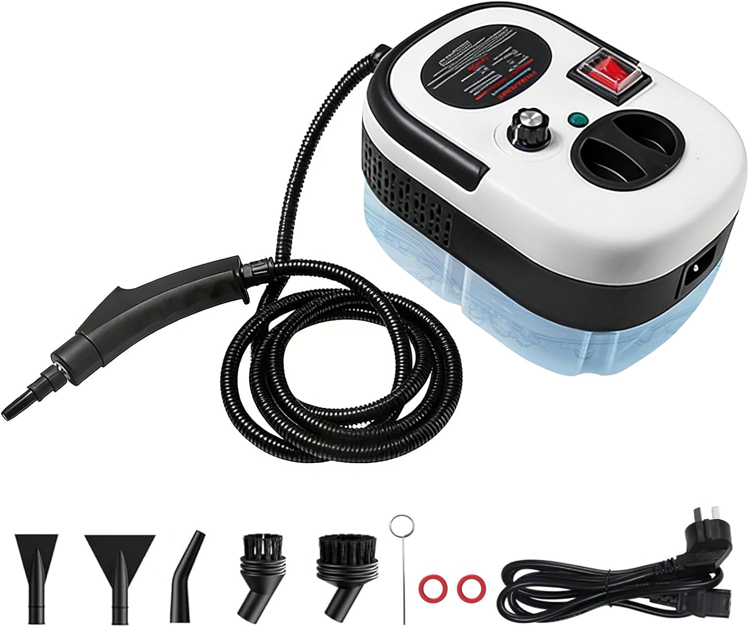 Mixoo Steam Cleaner, 6-Level Adjustable Handle, 15s Heat-Up, 1.08 Quarts Tank, Portable Steamer for Cleaning with 8 pcs Accessories for Home Dirt, Grease, Grout, Tile,Floor, Car (White Black, 1200ML)