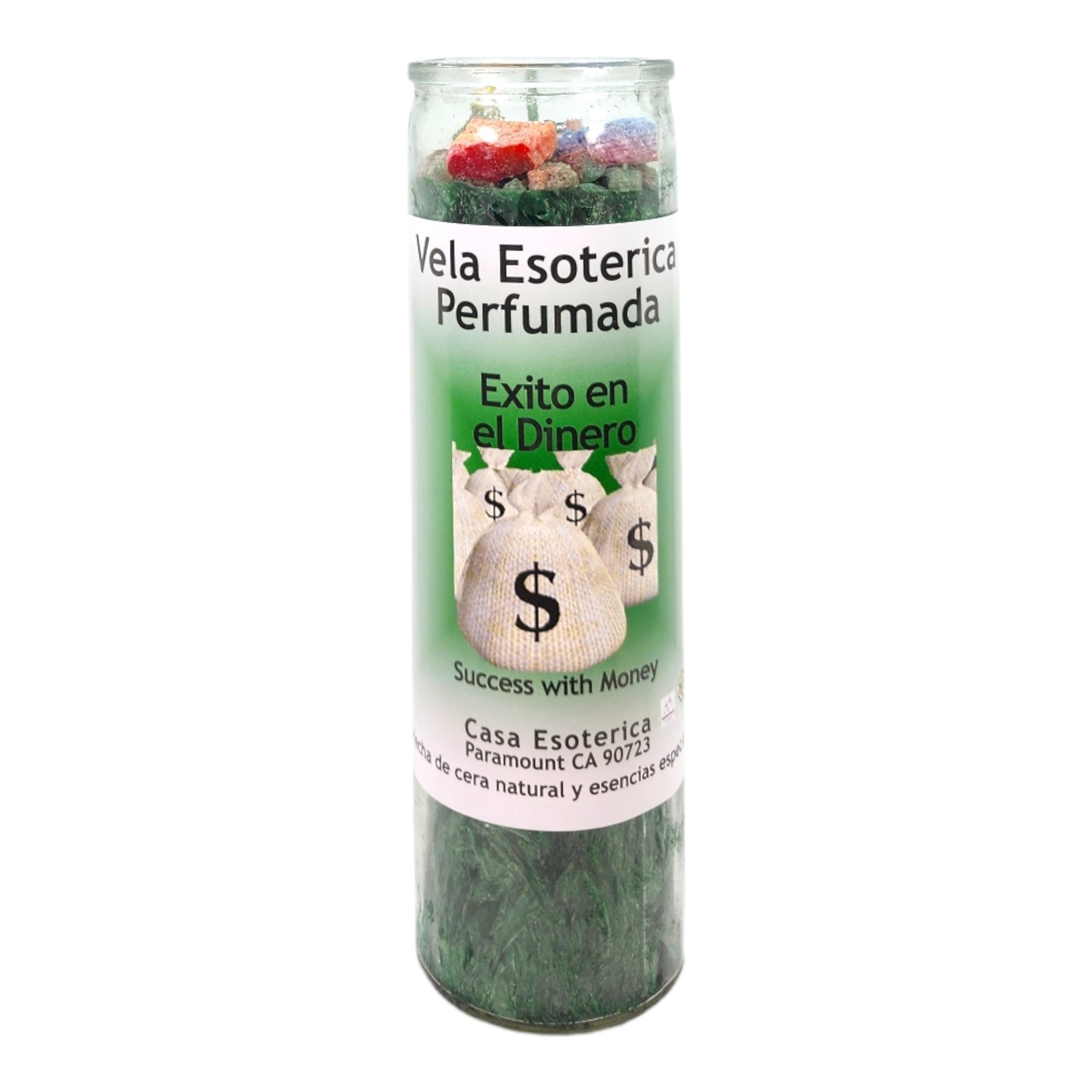 Success with Money-Palm Wax Spiritual Intention Spell Candle-[Green] | Vela CASA ESOTERICA PERFUMADA- (EXITO EN EL Dinero)