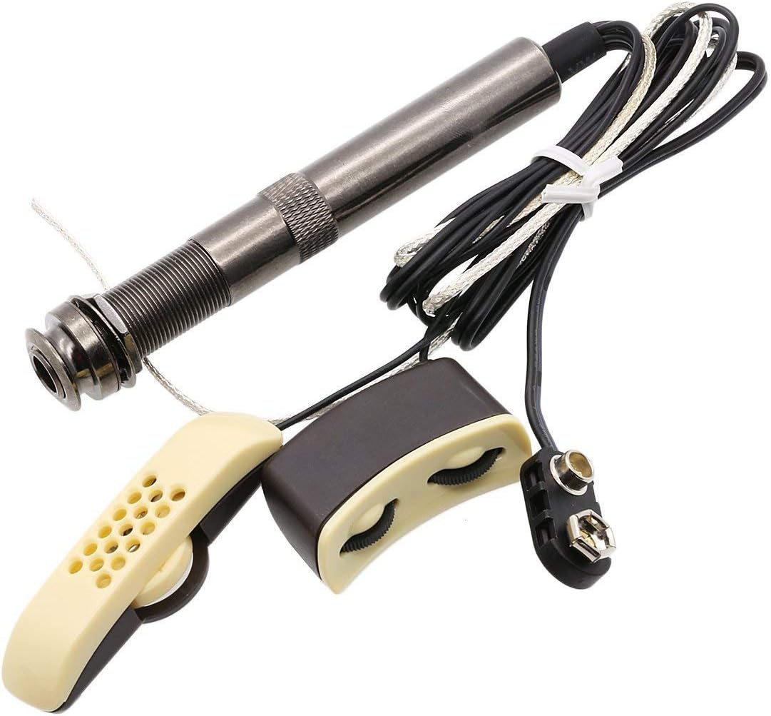 ASCENDAS Folk Acoustic Guitar PICKUP, A-202 Guitar Equalizer Piezo Pickup Amplifier Tuner with 6.35mm output jack (with microphone) : Musical Instruments