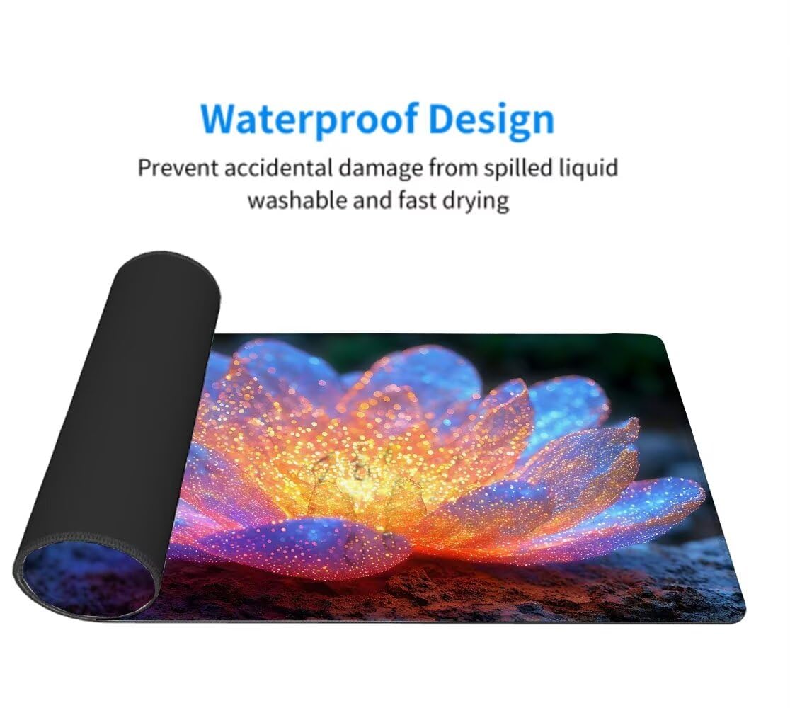 Fantastyczne Kwiaty Podkładka pod mysz XXL 1000x500 mm Duża podkładka pod mysz, podkładka pod biurko z przeszytymi krawędziami, wodoodporna podkładka pod mysz antypoślizgowa gumowa podstawa, dekoracja