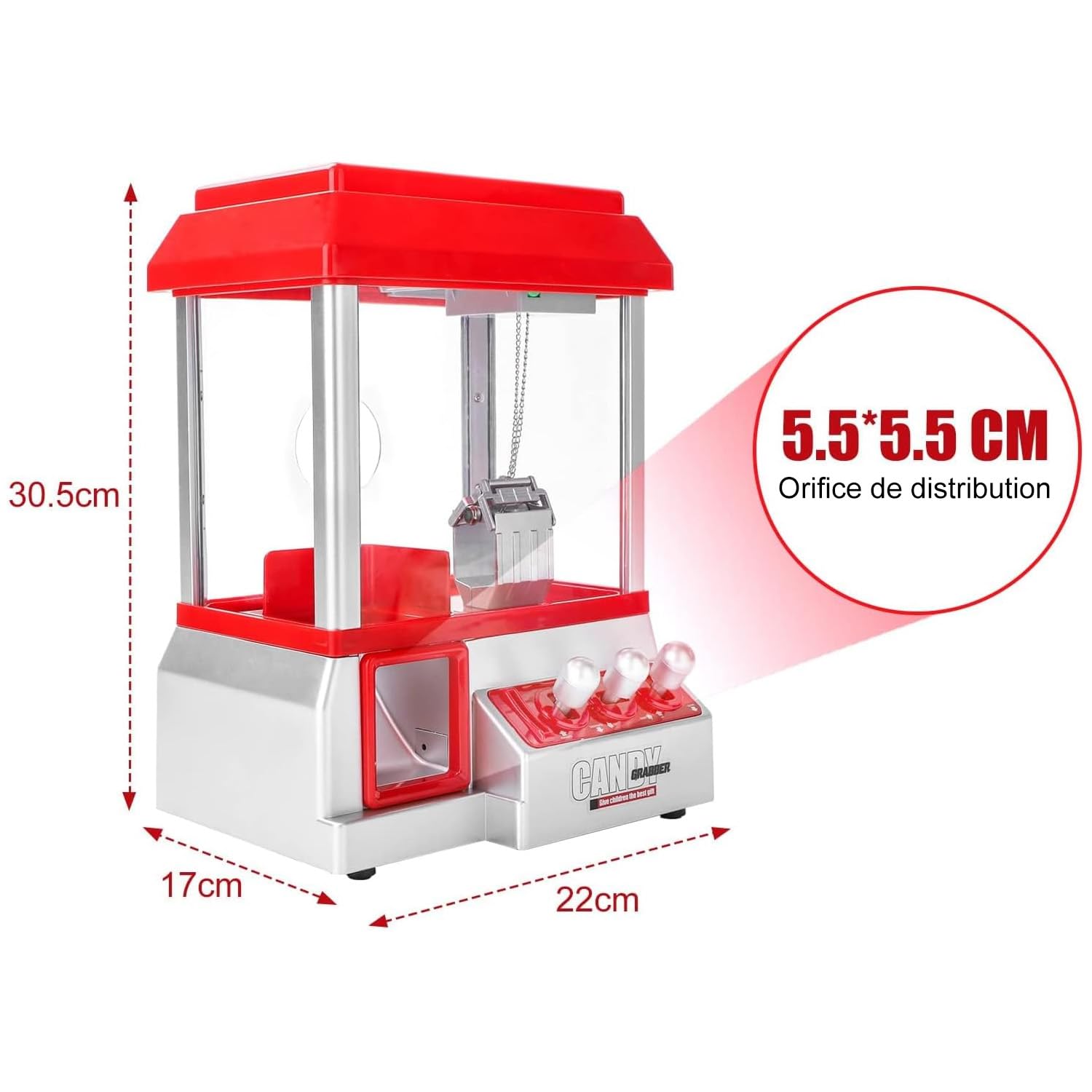 KingSaid Distributeur Bonbon – Machine à Bonbons Candy Grabber Mini Coin Pusher Musical avec 20 Jetons – Jouet Arcade à Piles pour Bonbons et Petits Jouets