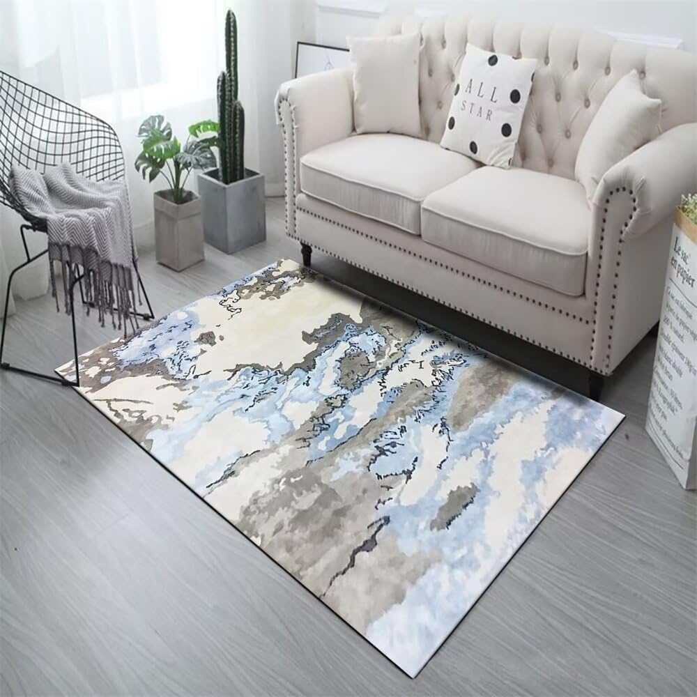 Tapis de couloir et salon bleu abstrait de 180x230cm pour un sol moderne
