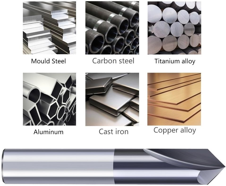 10pcs Chamfer End Mill 90 Degrees 6mm Shank V Groove Router Bit 2 Flute Chamfer Cutter Chamfer Router Bit Carbide End Mill CNC Milling Cutter