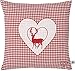 Pojedyncza poduszka haftowana z jeleniem i sercem czerwony rozciągnięty rozmiar 40x40 cm Wypełnione kamiennymi płatkami z Alp Zirbenwood w dodatkowej inlett