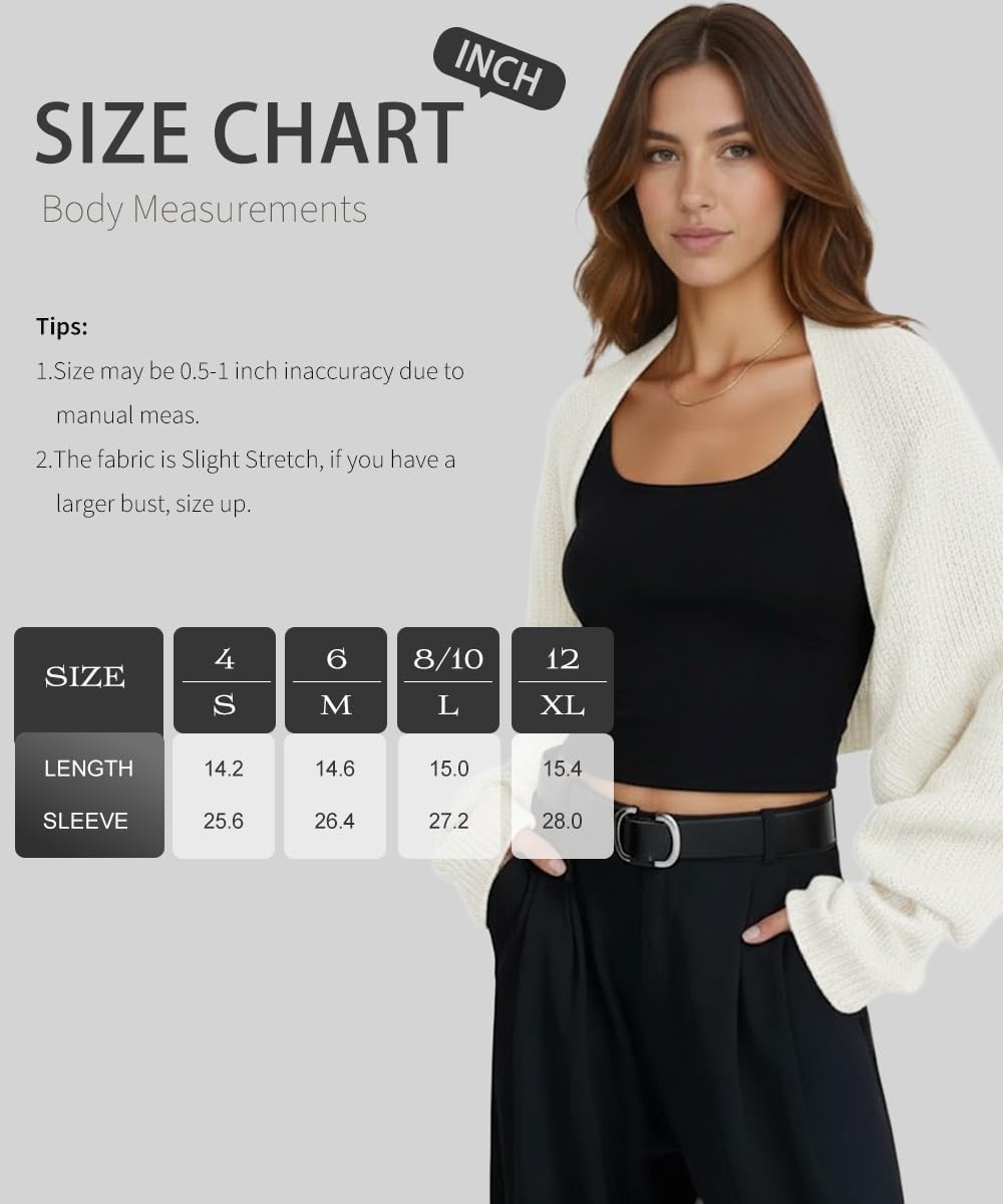 SKAYS Women's 2025 Bolero Shrug Sweater Open Front Cropped Cardigan Long Sleeve Fall Bolero to Wear Over Dress - Image 7