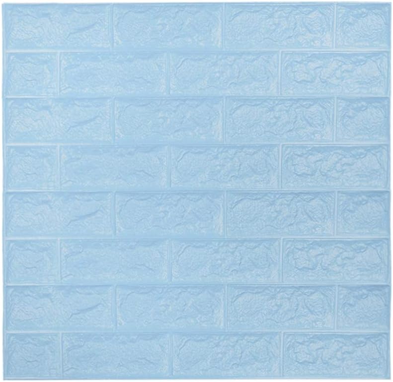 3D Brick Wall Stickers Wall Paper Self-Adhesive Panel Decal PE Wallpaper Peel and Stick Wall Panels for TV Walls, Sofa Background Wall Decor (19.35 sq.ft Brick Blue)