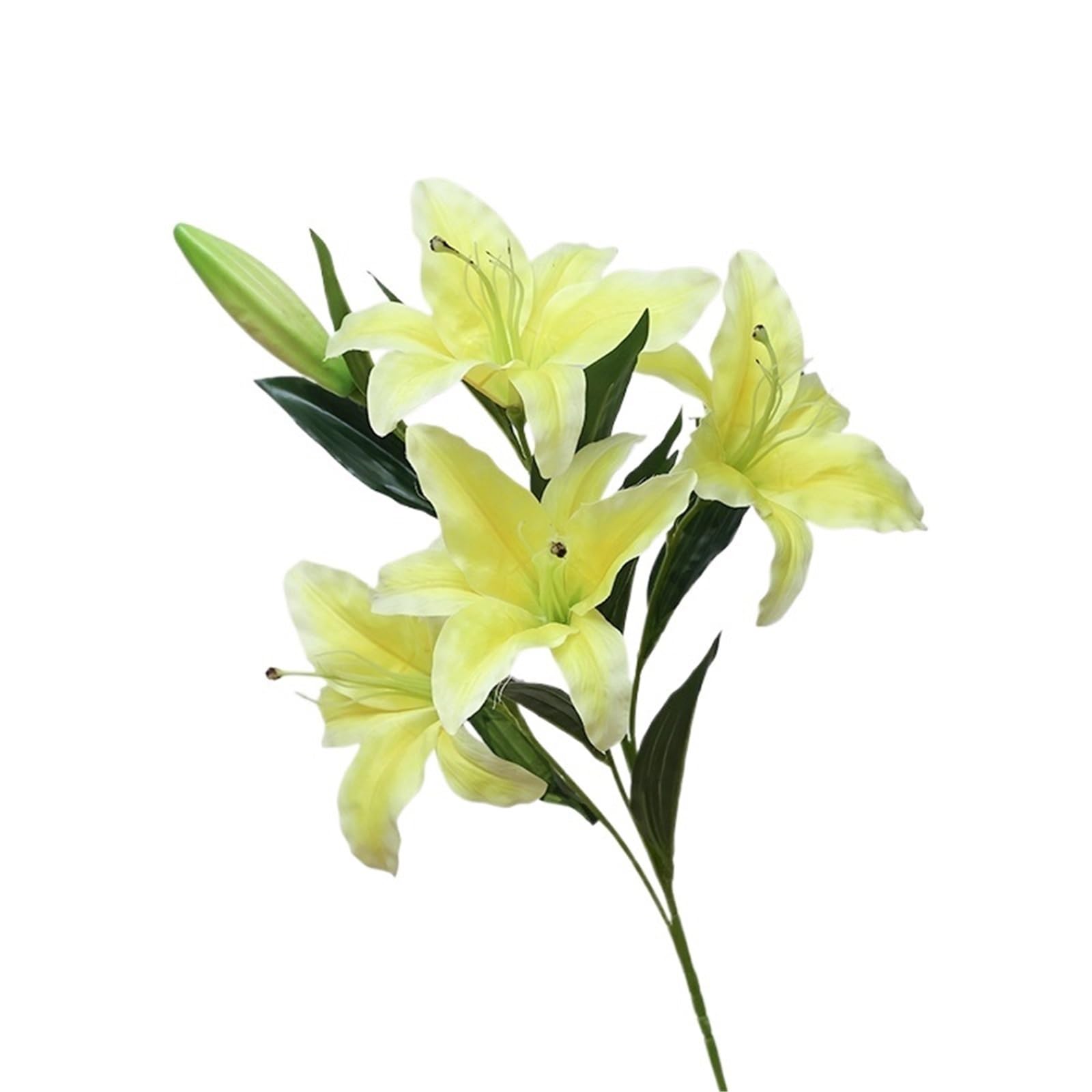 LuoAXINN Artificial Flower Branches 5 Heads Long Lily Artificial Flower Simulation Wedding Decorative Home Decoration Branch Fake Bouquet(Yellow)