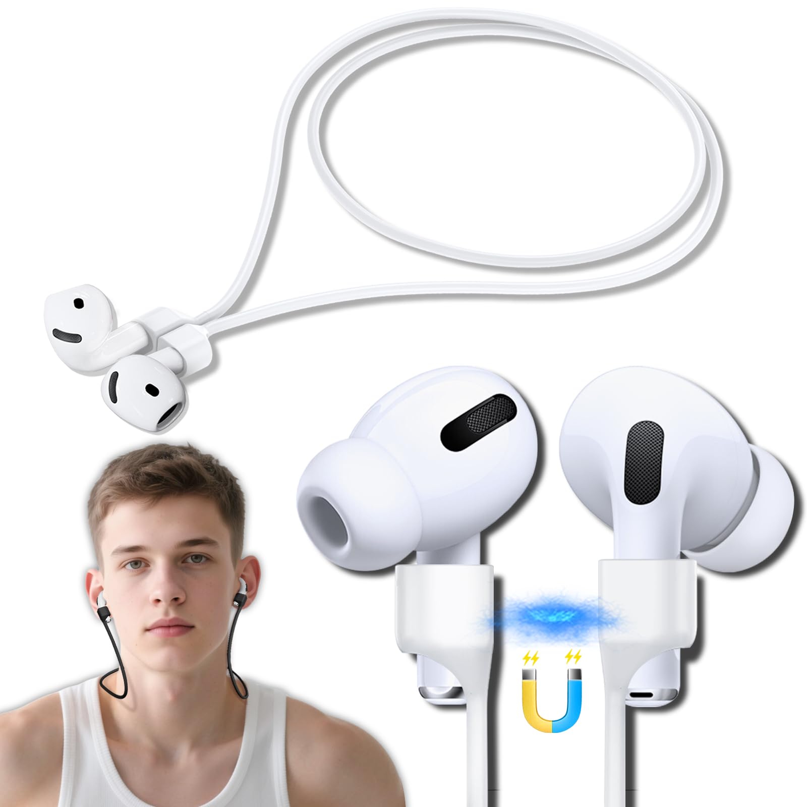 Inesore 1 Pack AirPod Pro Strap with AirPod Lanyard Anti-Lost Cord for Sports Anti-Loss Accessories Compatible with AirPods