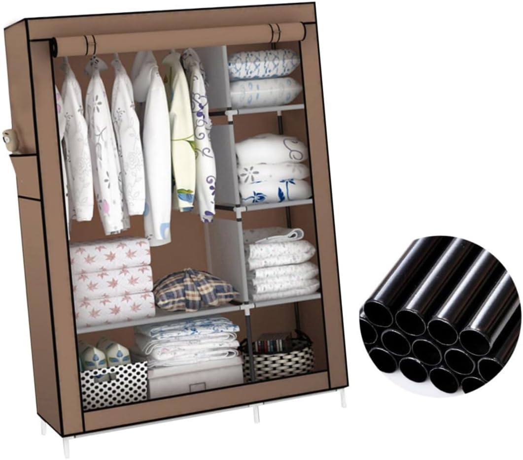 Dust Fabric Closet Organizer Hanging Space Portable Wardrobe for Dormitory Rent House