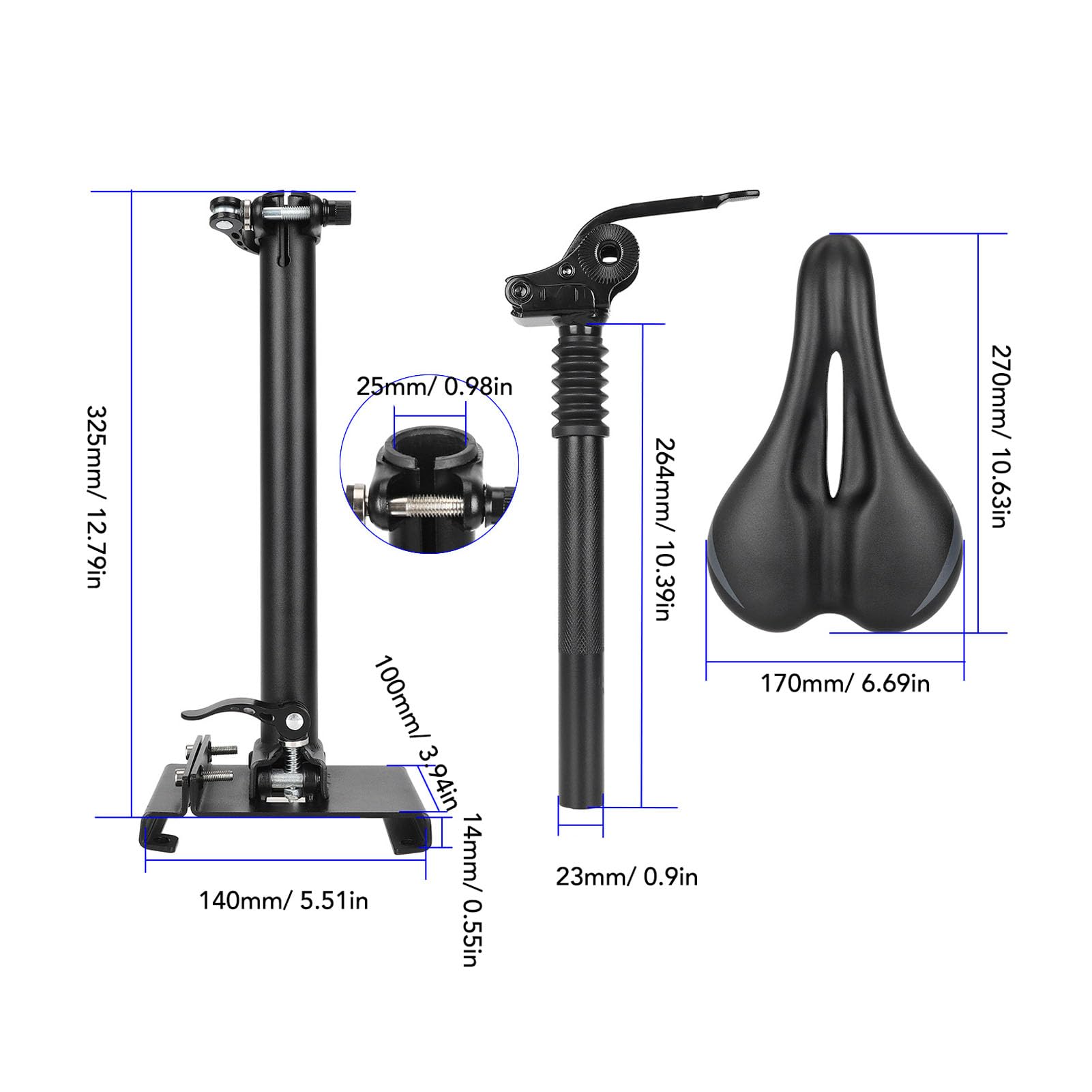 Selle de Siège de Scooter électrique Réglable, Conception Pliable Absorbant Les Chocs pour Scooter M365 en Alliage D'aluminium 1 unité