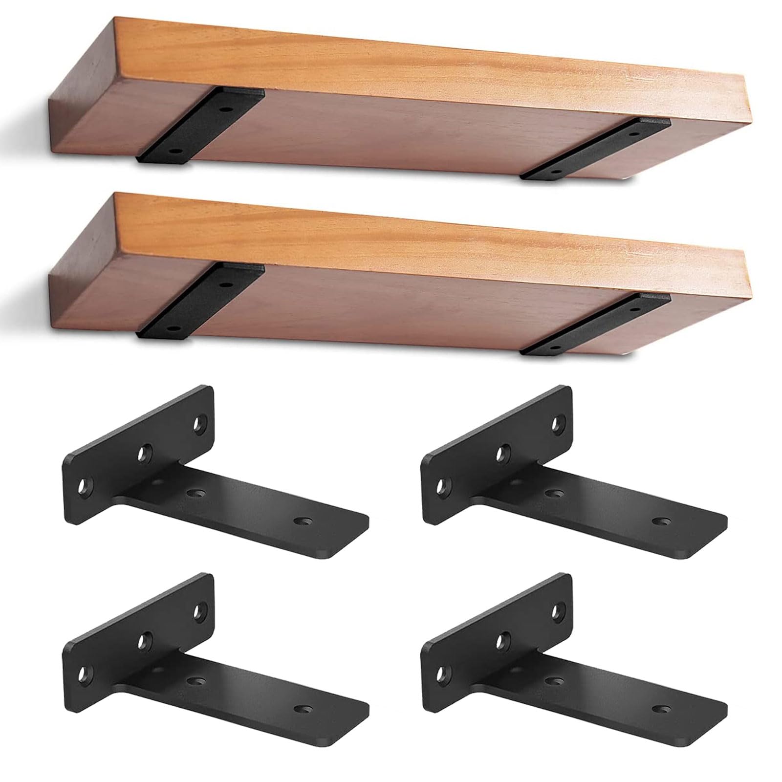 Equerre etagere murale métal noir 15 cm charge lourde