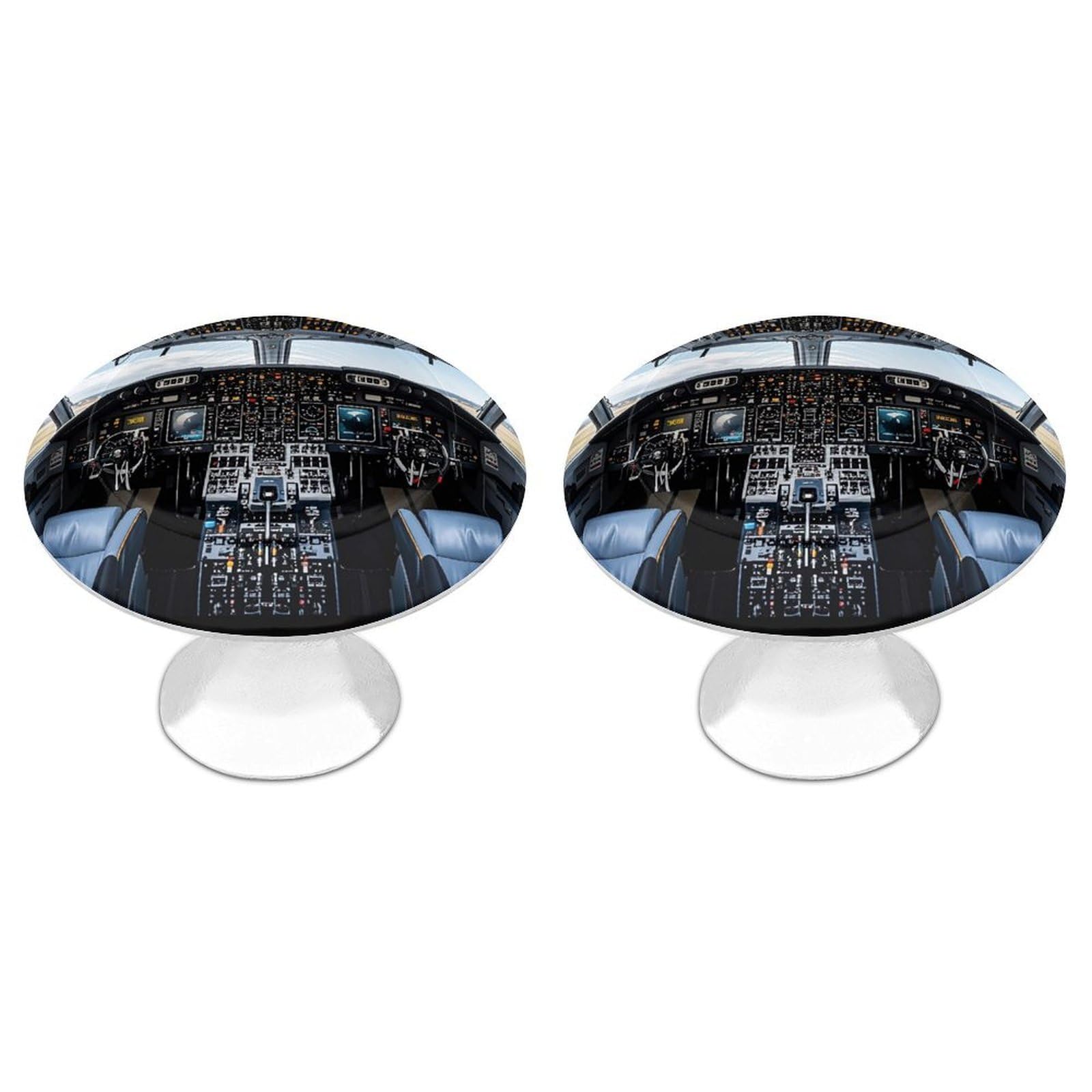 FekiLoot Airplane Cockpit Cabinet Knob 2 Pack Mini Round Drawer Pulls Stainless Steel Dresser Drawer Knobs Kitchen Drawer Hardware for Bathroom Dresser Closet Door Knobs