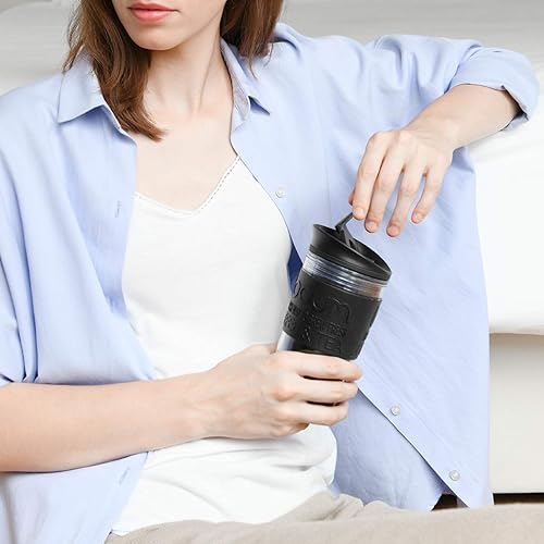 Miniatura 7 de Bodum Travel Press Cafetera con tapa abatible, doble pared, plástico, 0,35 l, 12 oz, color blanco roto