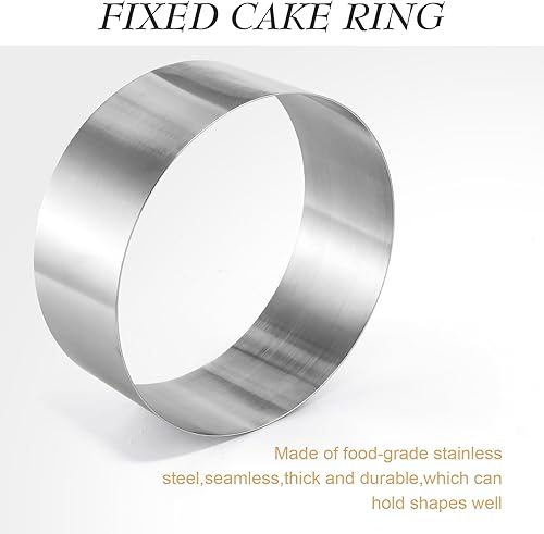 Miniatura 3 de CALIFORNIA CADE ELECTRONIC Anillo para tartas, anillos de pastel de 8 pulgadas para hornear, molde redondo fijo de acero inoxidable para tartas,