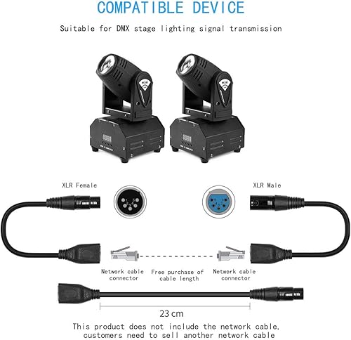 Miniatura 6 de SiYear XLR - Cable adaptador RJ45 de 5 pines, XLR macho de 5 pines a RJ45 y XLR de 5 pines hembra a RJ45 hembra DMX Ethernet adaptador convertidor