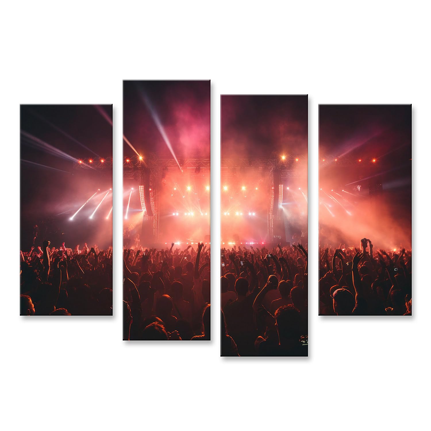islandburner Prime Bild auf Leinwand Silhouetten Menschenmenge Konzert Vor Der Bühne Helle Scheinwerfer Hal Bilder Wandbilder Poster