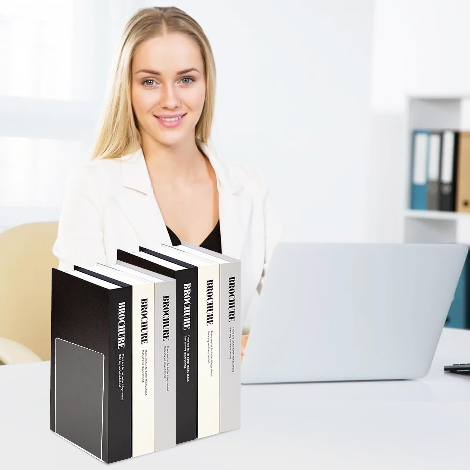 8 Pezzi Fermalibri per Mensole Trasparente in Acrilico, Espositore per Libri in Acrilico, Set di Fermalibri