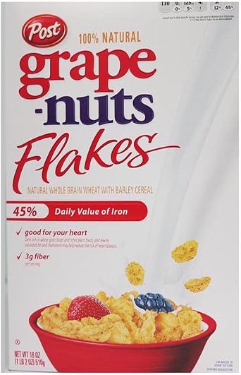 Post Grape Nut Flakes Cereal, 18Ounce