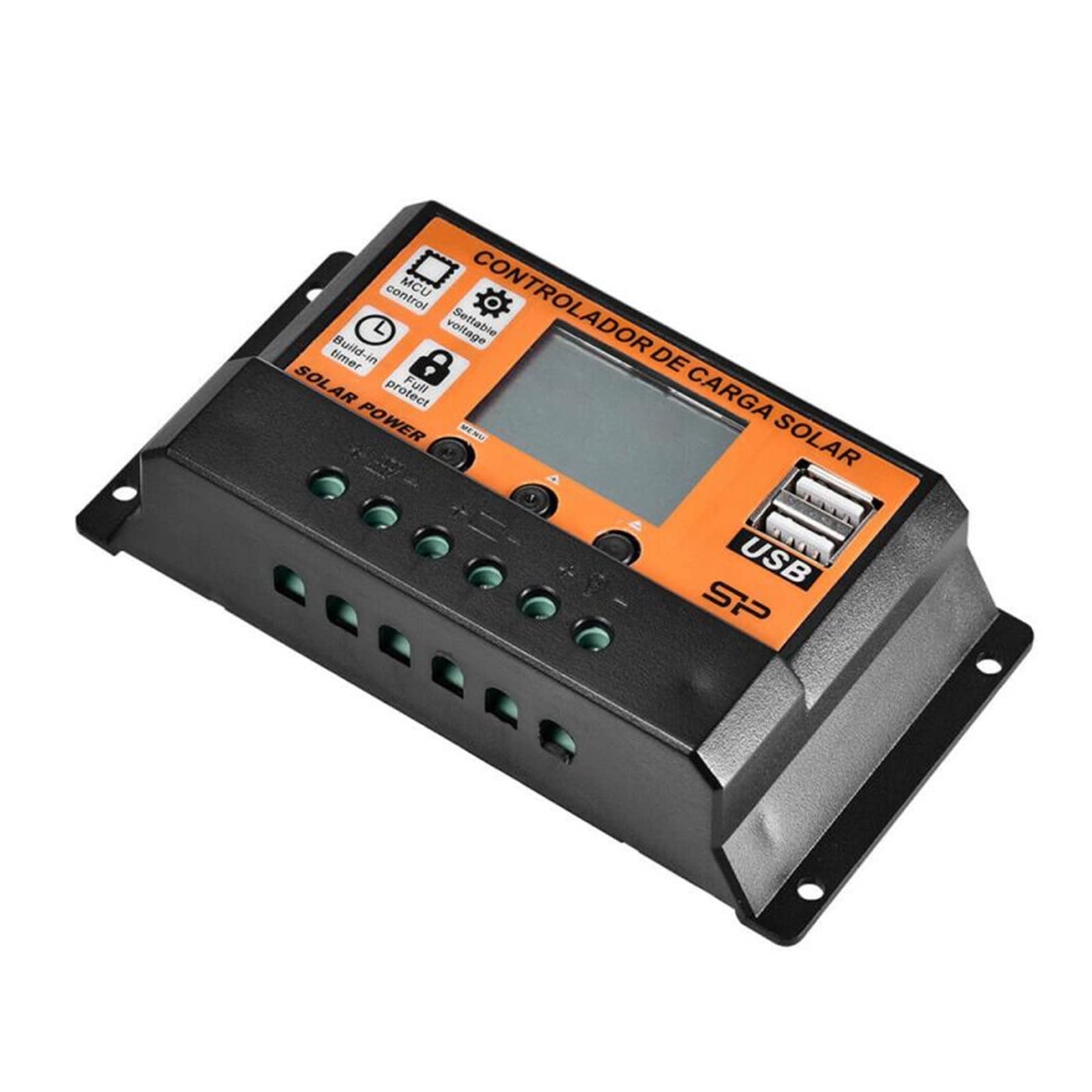 Regolatore di carica solare, 100A/50A/40A/30A/20A/10A 12V 24V Regolatore di Carica Solare Auto MPPT/PWM Regolatori LCD Dual USB Uscita Pannello PV(70A)