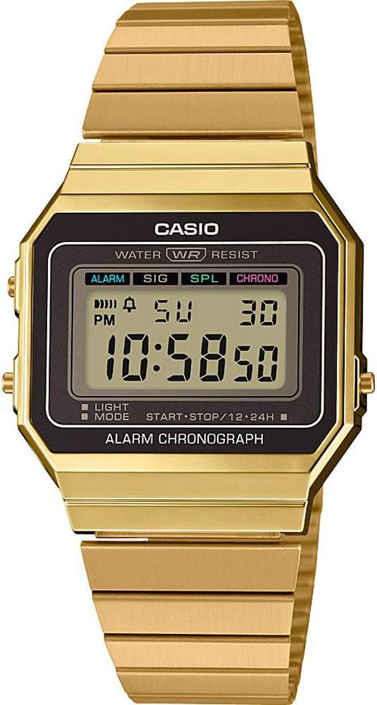 Casio Collection Womens Digital Watch A700WE with Stainless Steel Strap
