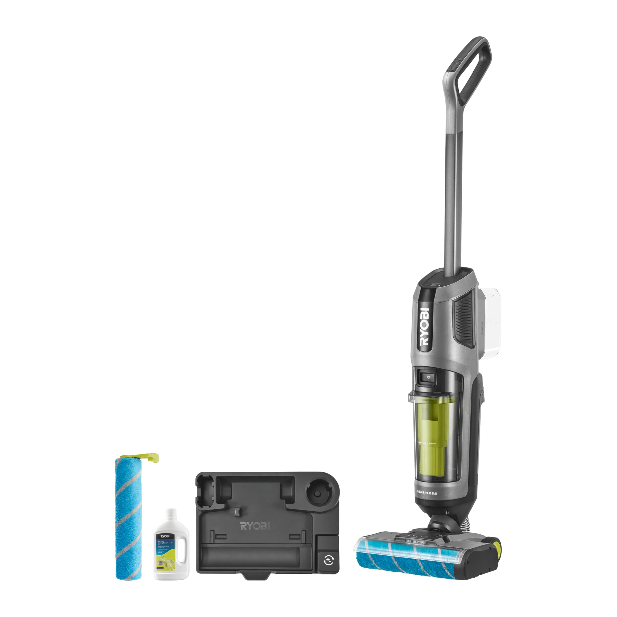 RYOBI 18 V ONE+ Brushless Multiflächenreiniger RHFC18BL-0 5133006325, 3-in-1 Staubsaugen, Wischen & Trocknen, ohne Akku und Ladegerät, Anthrazit