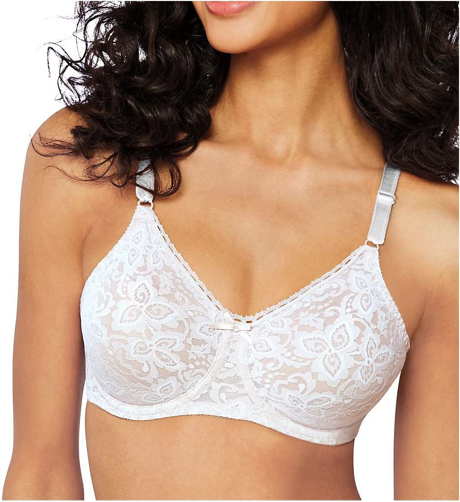 Bali Women's Lace 'N Smooth Stretch Lace Underwire Bra - - 38DD White