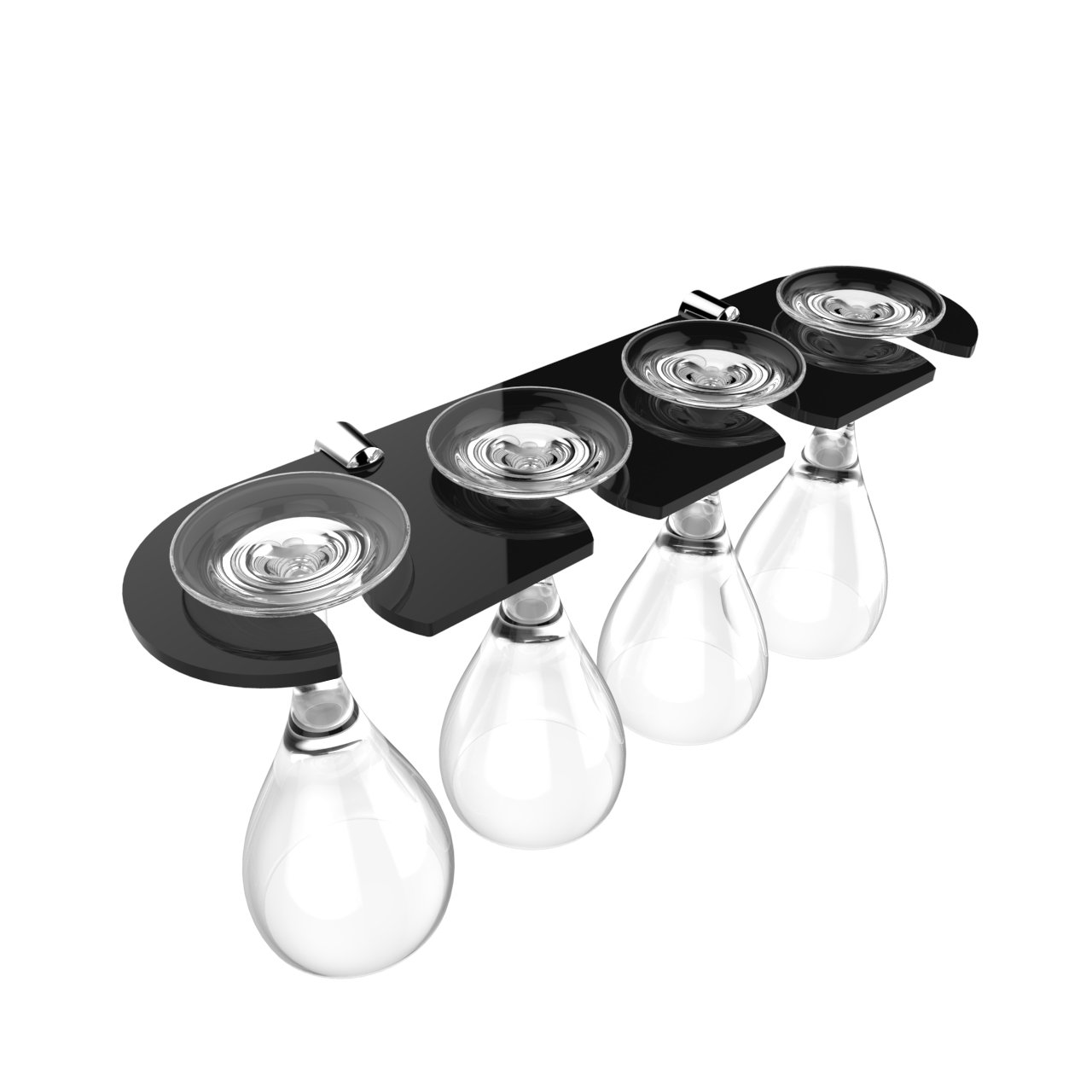 Stylish Straight Black Acrylic Wine Glass Rack - Holds 4 Wine Glasses (Available in 7 Colours)