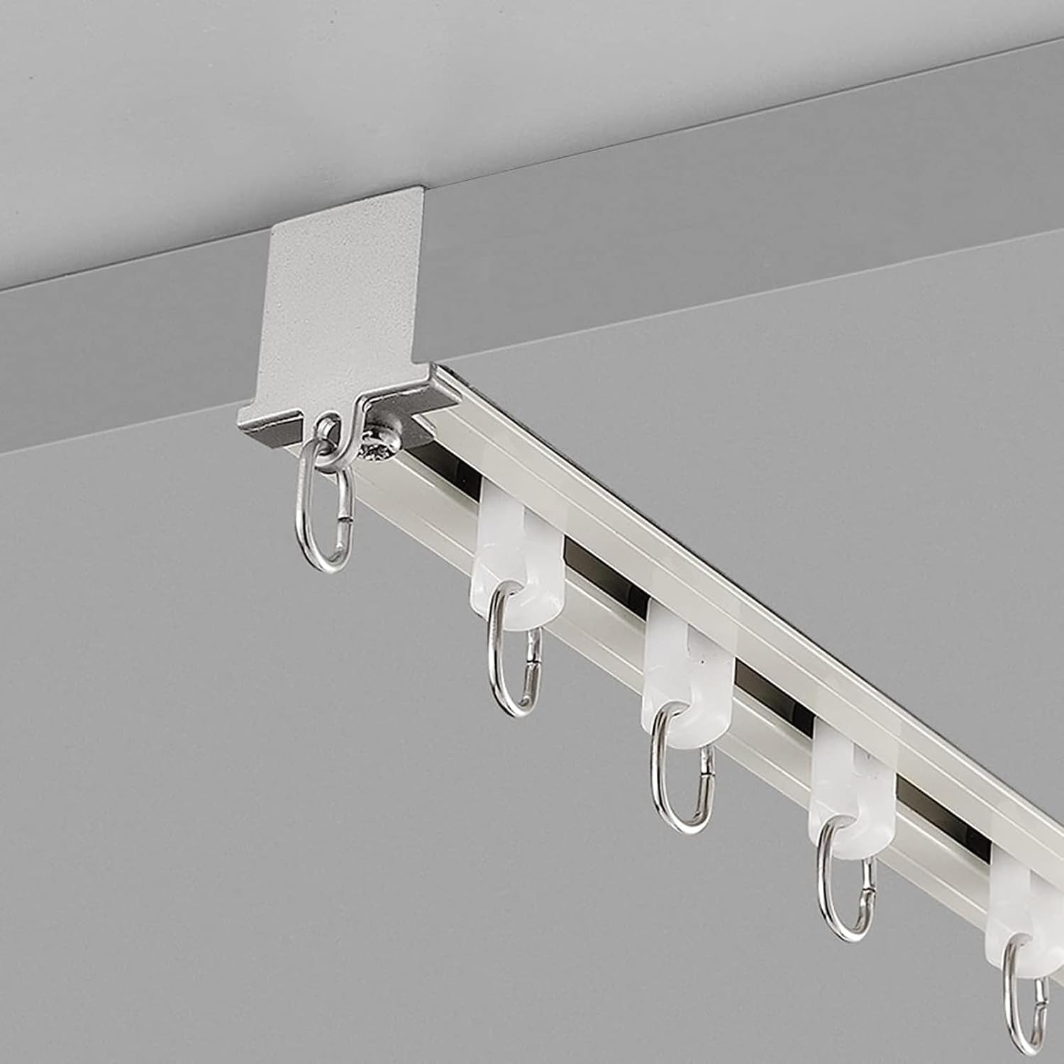 Tenda A Binario Flessibile Da Soffitto, Pieghevole E Morbida, Per Divano, Finestra, Doccia E Camper, Con Ganci In Metallo, Bianco (2 Metri) - 2