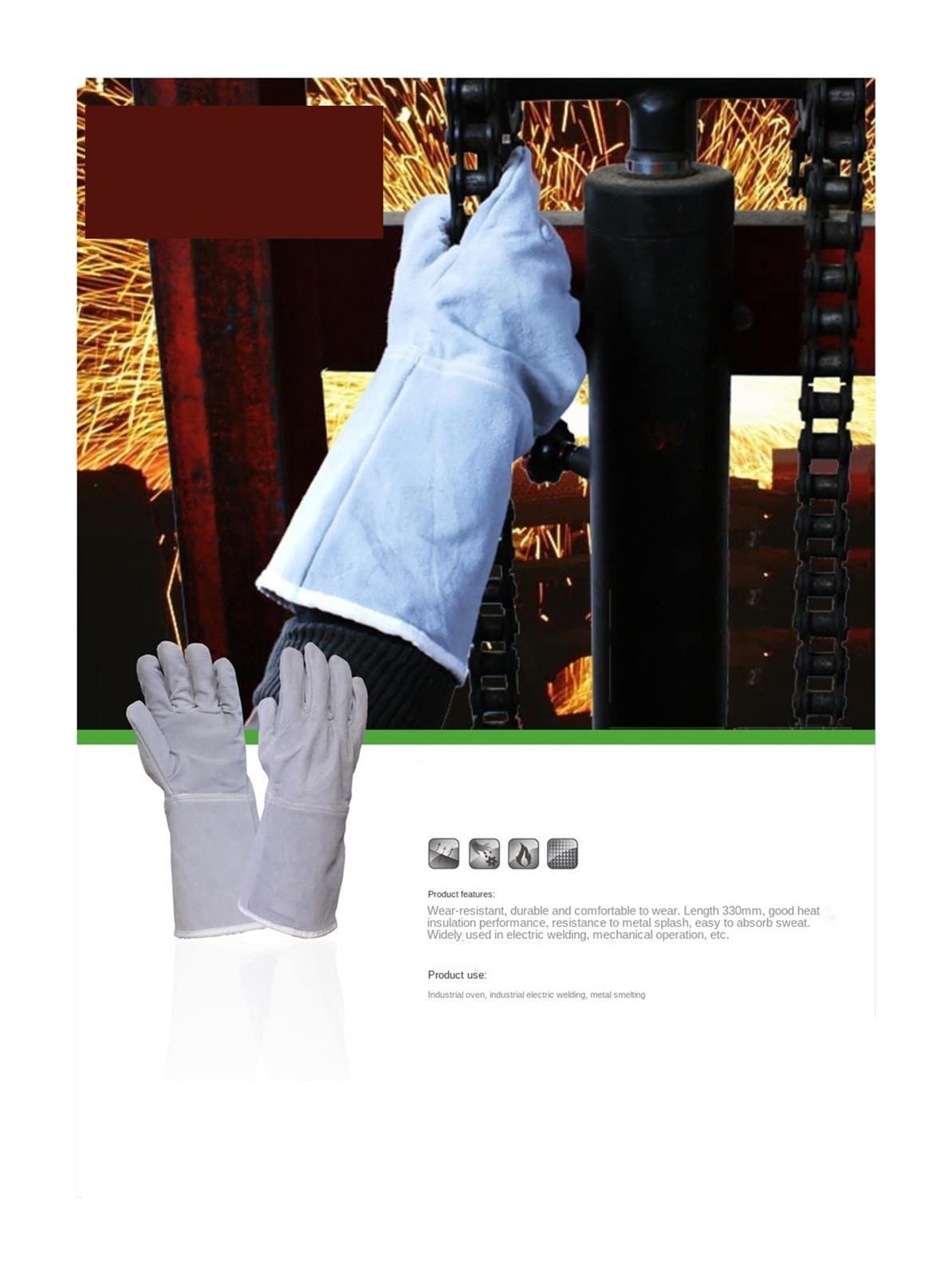 Guantes de soldadura Los guantes soldador espesan y alargan los resistentes al calor desgaste a la por