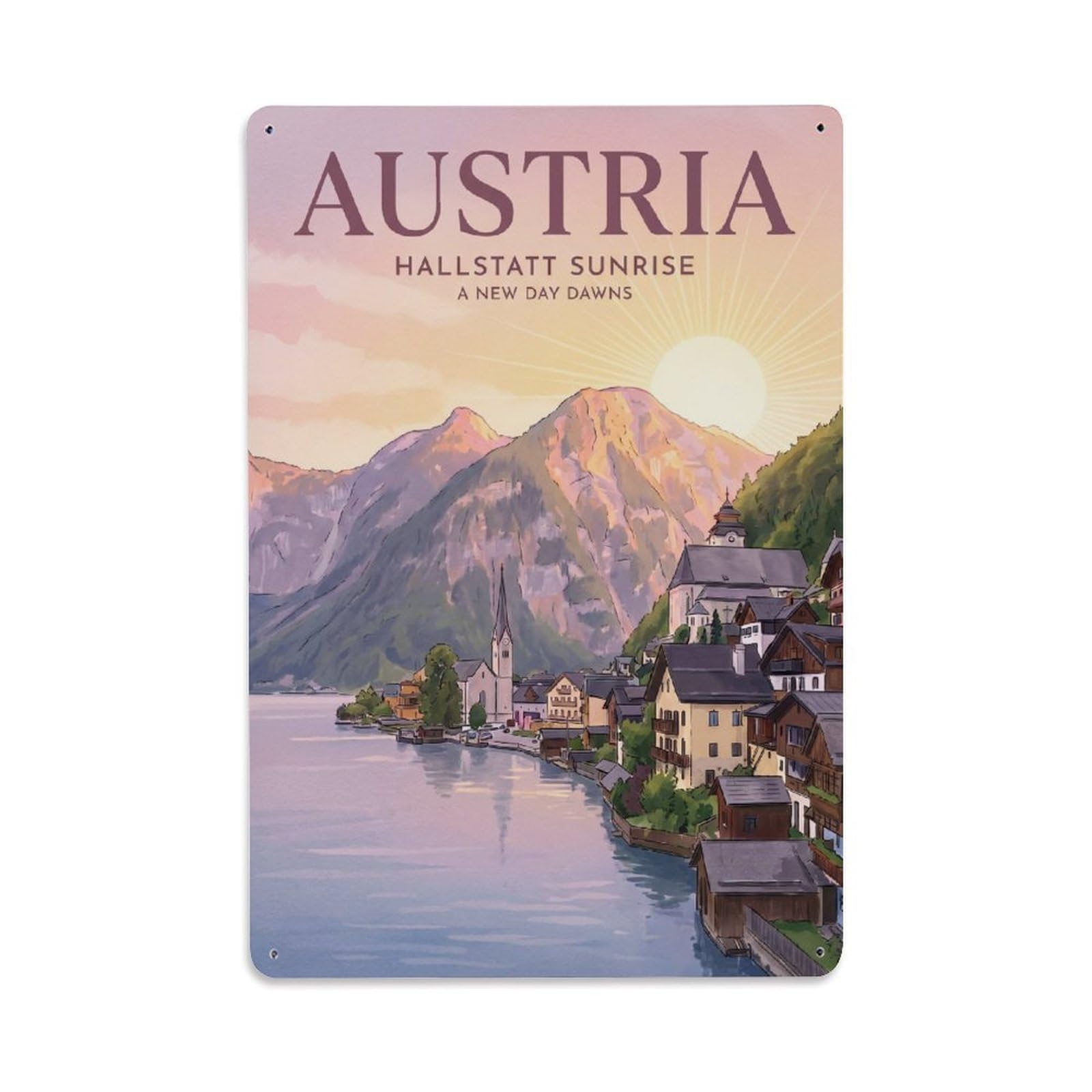 Gead 8X12inch Style Vintage Travel Austria Sunrise Metal Tin Sign