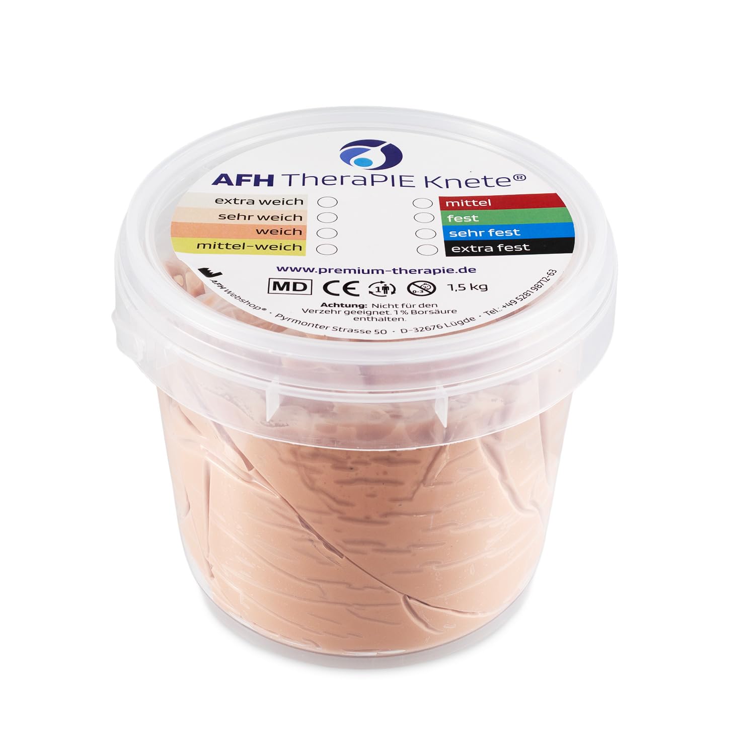 AFH TheraPIE Knete® 1,5 kg | Therapie Knetmasse | Stärke/Widerstand: sehr weich (hell-beige)