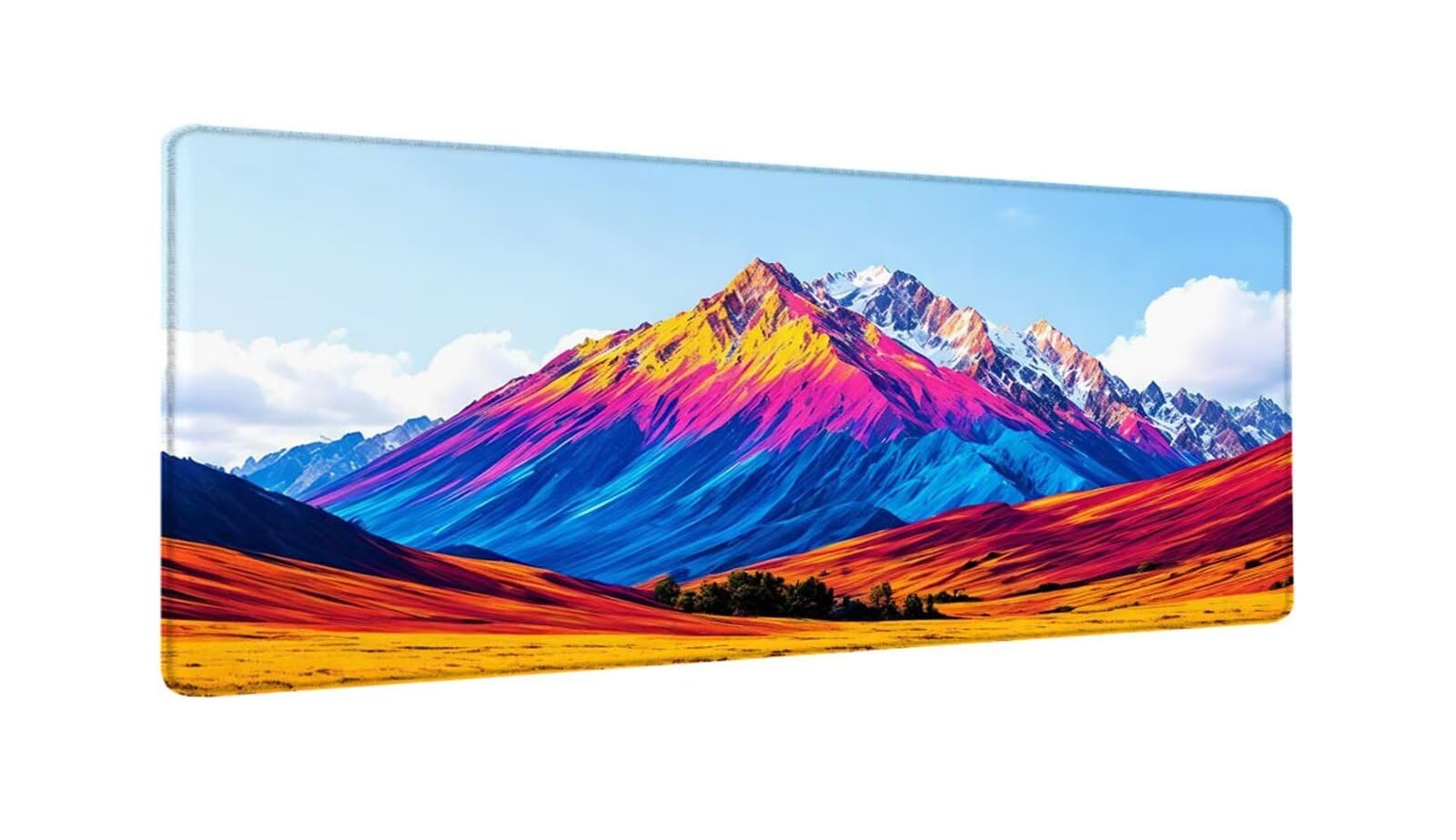 Duża podkładka pod mysz, 100 x 50 cm, rozszerzona podkładka pod mysz, sowa w kolorze górskim, podkładka na biurko, dla dorosłych, gamingowa podkładka pod klawiaturę z przeszytymi krawędziami i