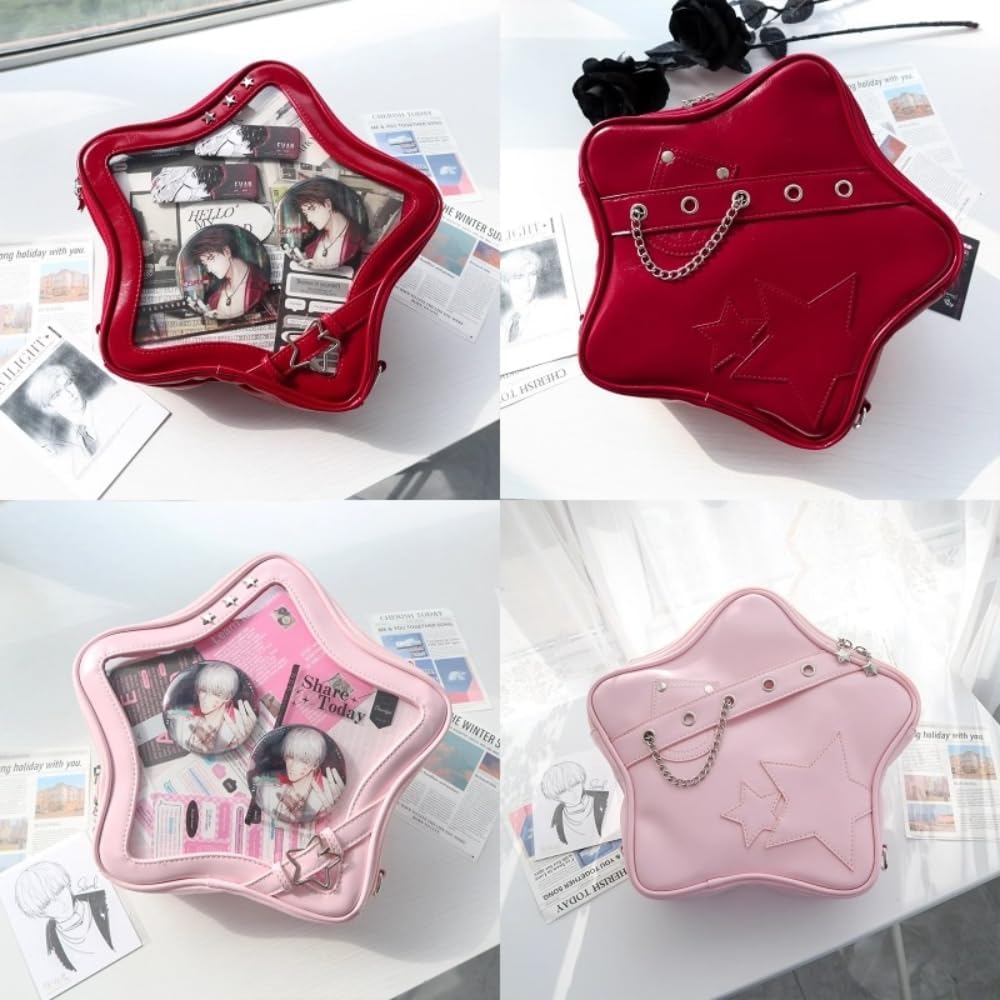 Ita Bag Star Pins Display Backpack with Insert Single Shoulder Bag Crossbody Bag Handbag and Purse for Women (PU pink 2)