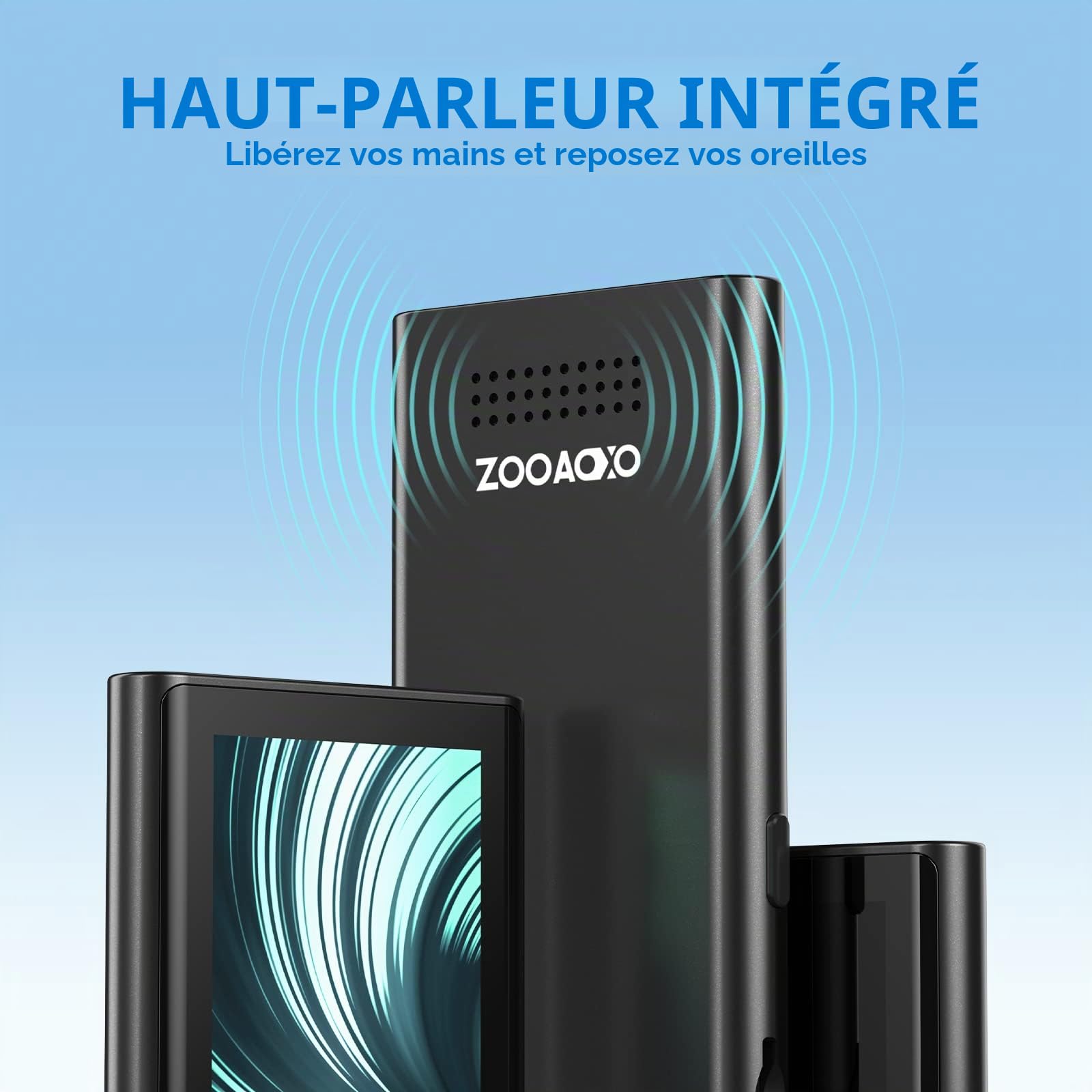 64Go Lecteur MP3, Lecteur de Musique avec Bluetooth 5.2, Haut-Parleur HD Intégré, Radio FM, Enregistreur Vocal, Design Mini, Poids 70G, Son HiFi, Idéal pour Le Sport, Écouteurs Inclus