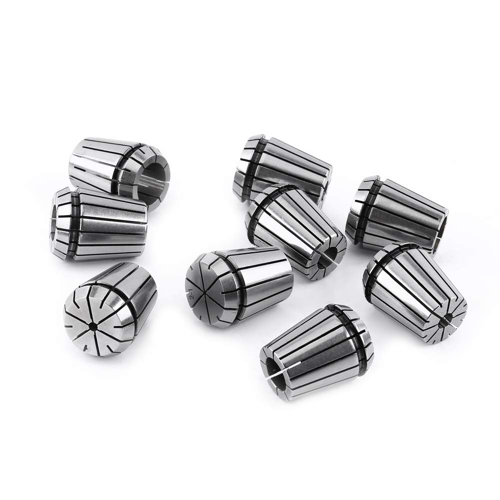 Samfox ER32 Juego de Boquillas, 9 Piezas Juego de Boquillas de Resorte CNC Cuchillas Torno Spring Collet 2-20mm para Máquina de Grabado CNC y Herramienta de Torno de Fresado