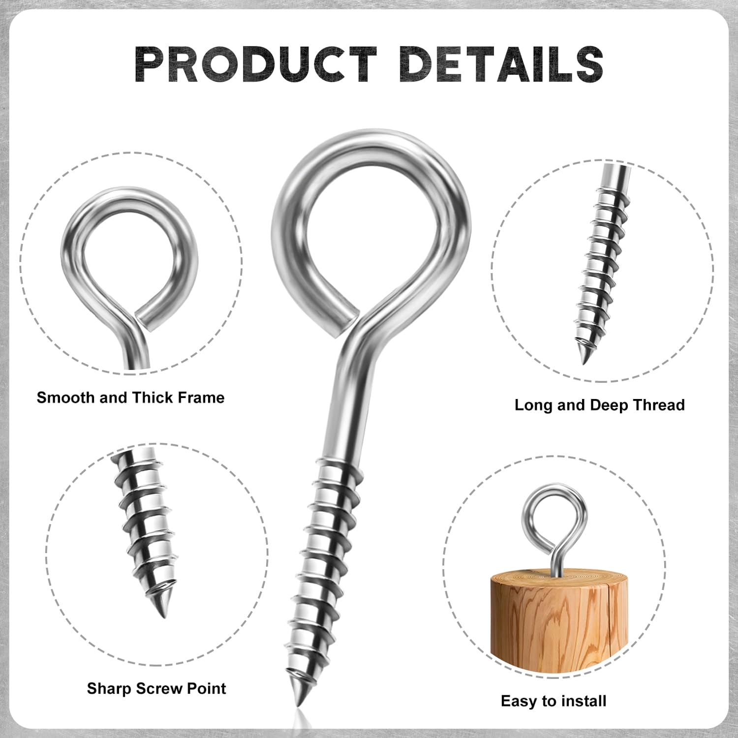 Eye Screws, 300PCS 0.59 Inches Heavy Duty Metal