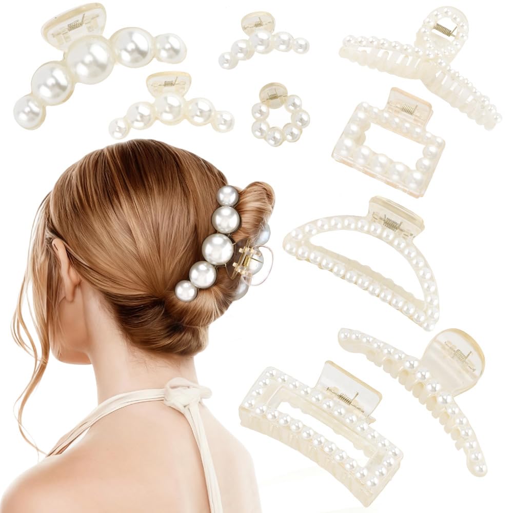 Pearl Hair Claw Clips For Women Elegant Bridal Wedding Hair Accessories Pearl clips set