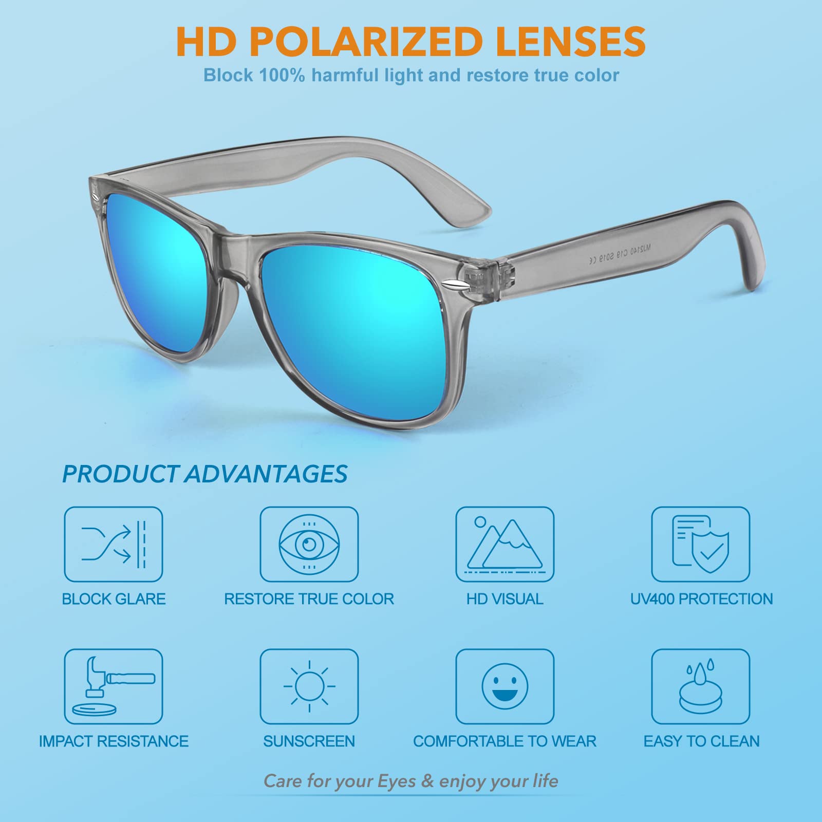 LINVO Occhiali da Sole da Uomo Donna Polarizzati Guida Protezione 100% UV400 Retrò Anni '80 Design