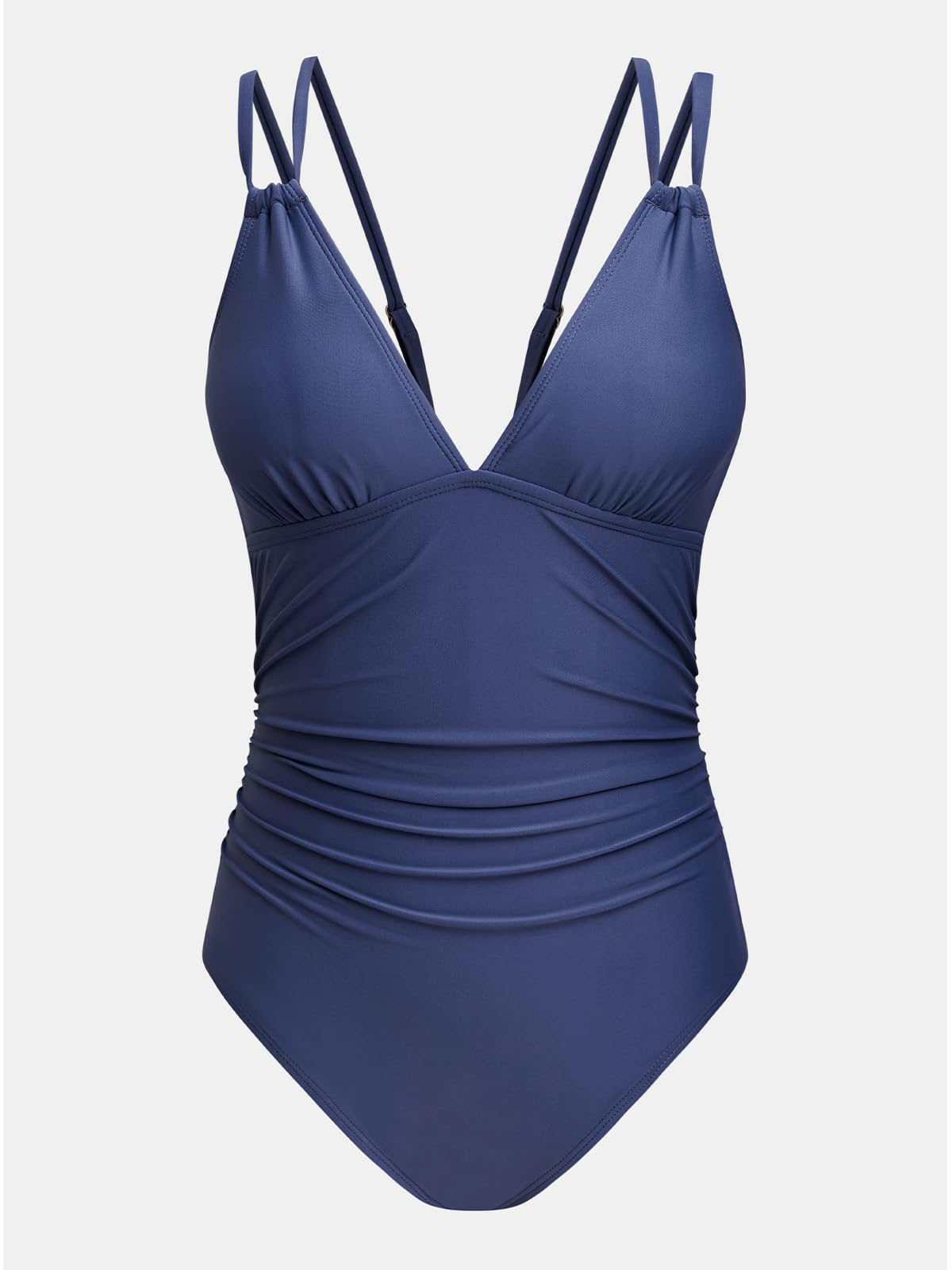 CUPSHE Maillot de bain une pièce pour femme, col en V, contrôle du ventre, double bretelles réglables, découpe dans le dos, anneau
