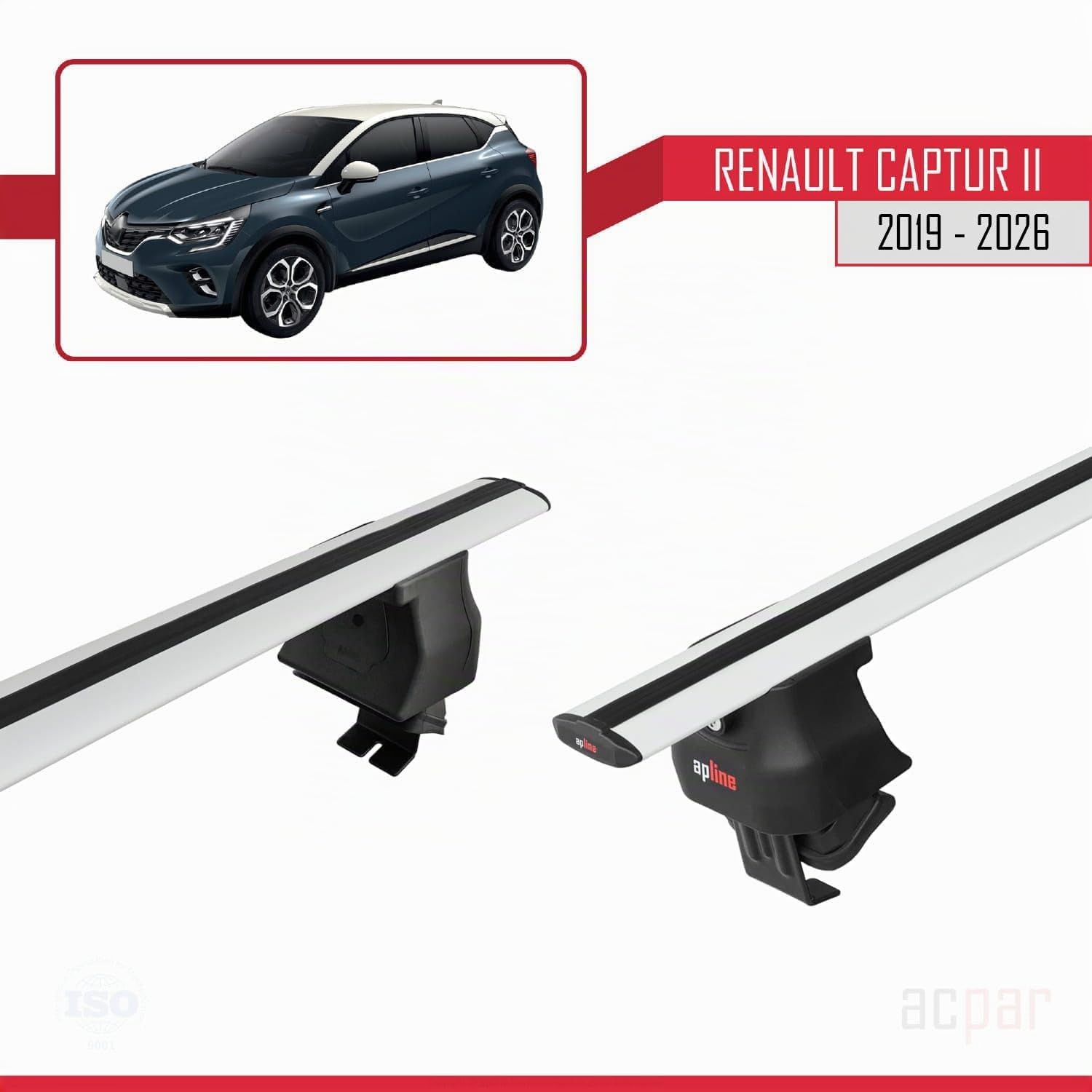 Compatibile con Renault Captur 2 2019-2026 Ace-4 Barre Tetto Portapacchi Auto Barre Portatutto Grigo Alluminio 2 Barre