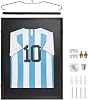 Football Shirt Frame Display Case, Lockable Jersey Shadow Box for Adult Sports Shirts, Football Rugby or Band T-Shirts, Black Frame Mount, Wall Hanging (60 x 80 cm)