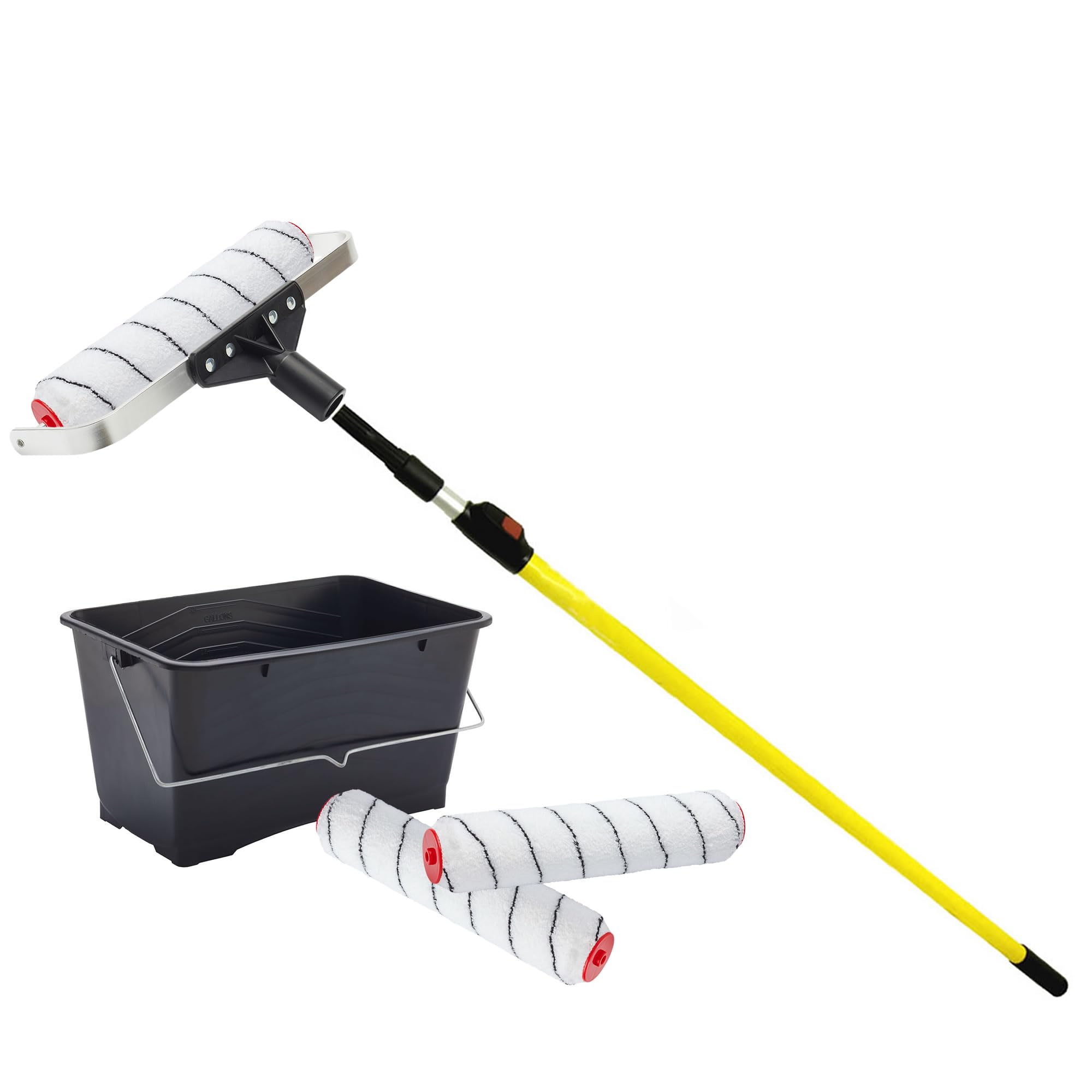 TG TOUGH GEAR 15L Paint Roller Set – Heavy Duty Paint Tray with 15″ Medium Pile Roller Sleeve, Roller Frame & Extension Pole – Smooth Coverage for Walls & Ceilings
