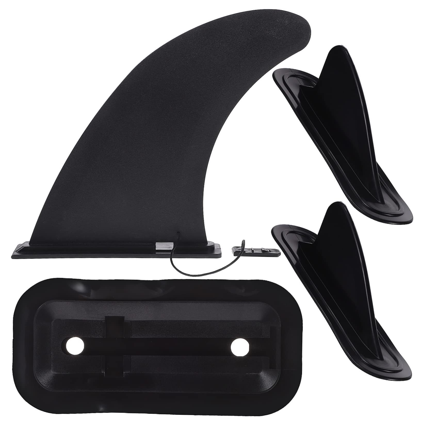 Set 3 Pz Pinna di Tracciamento per Kayak e Paddleboard in PVC Nero, Facile da Installare Tenuta per Vacanze Estive e Pagaiare su Acque Piane