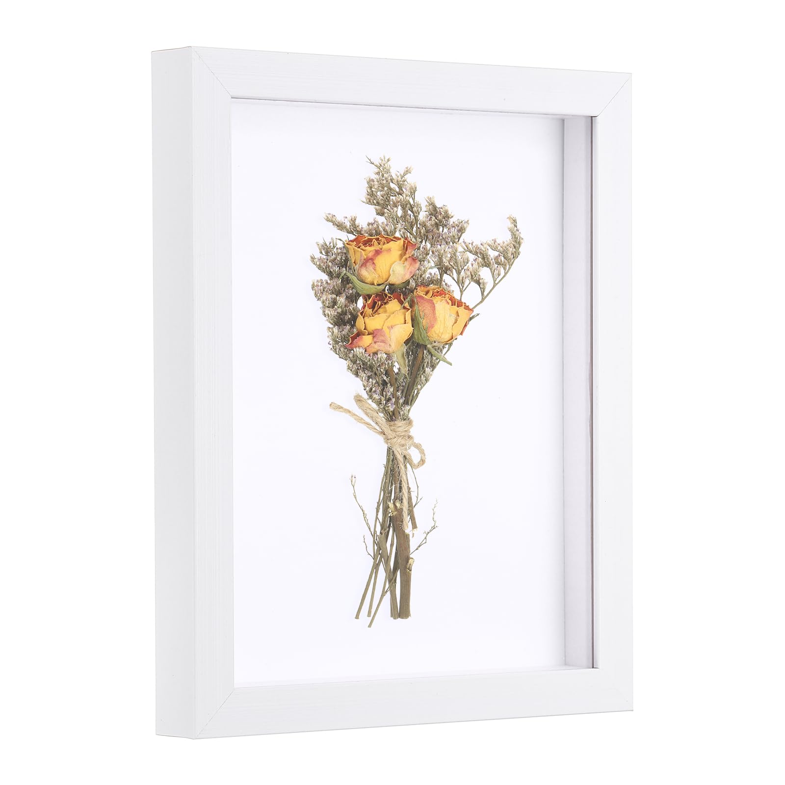 sourcing map 23.3x28.4 cm Shadow Box Display Frame, 2cm Deep Photo Shadow Box Plastic Display Case Wall Mount & Tabletop Display for DIY Photos Flowers Memorabilia Wedding Birthday, White