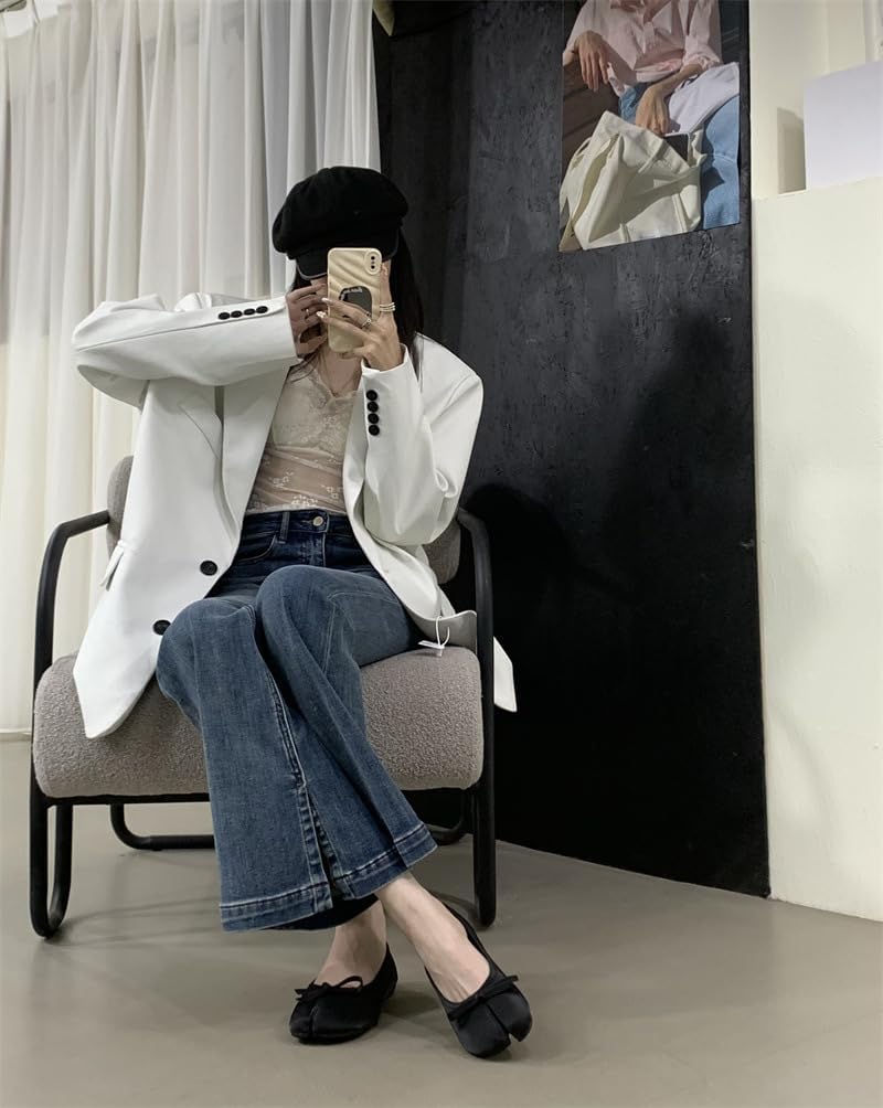 Tabi Shoes with Bows Split Toe Women Ballet Flats Non Slip Breathable Sandals Y2K Kawaii Fashion Elegant Dressy Pumps Streetwear Parties Spring Summer Fall Outdoors Gifts for Daughter Back to School