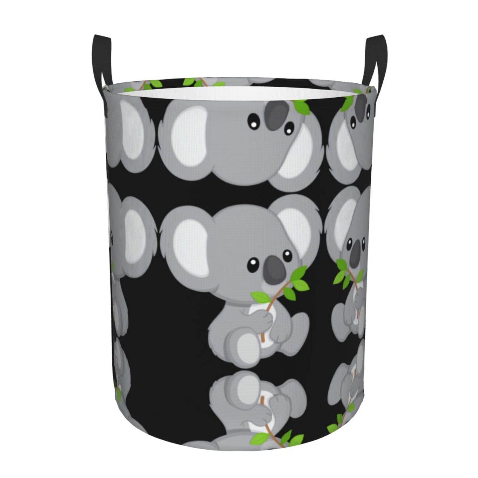 M Circular Hamper Green leaf koala Print Storage Basket for Home