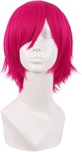 MapofBeauty 12 Pollice/30 cm Side Frange Corto Lisci Parrucche Alto Temperatura Fibra Cosplay Parrucche (Caldo Rosa)