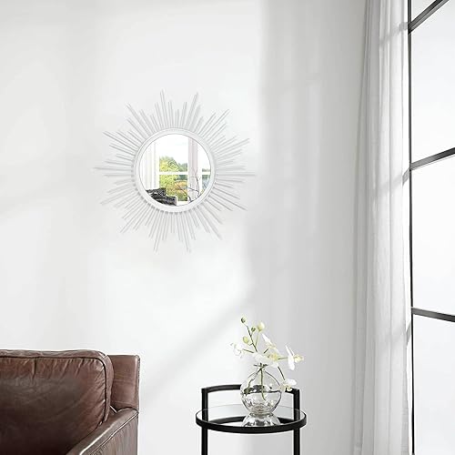 Miniatura 4 de HLFMVWE Espejo de pared Sunburst con radios para el hogar, espejo de arte de pared clásico de metal moderno, espejo colgante moderno, decoración de