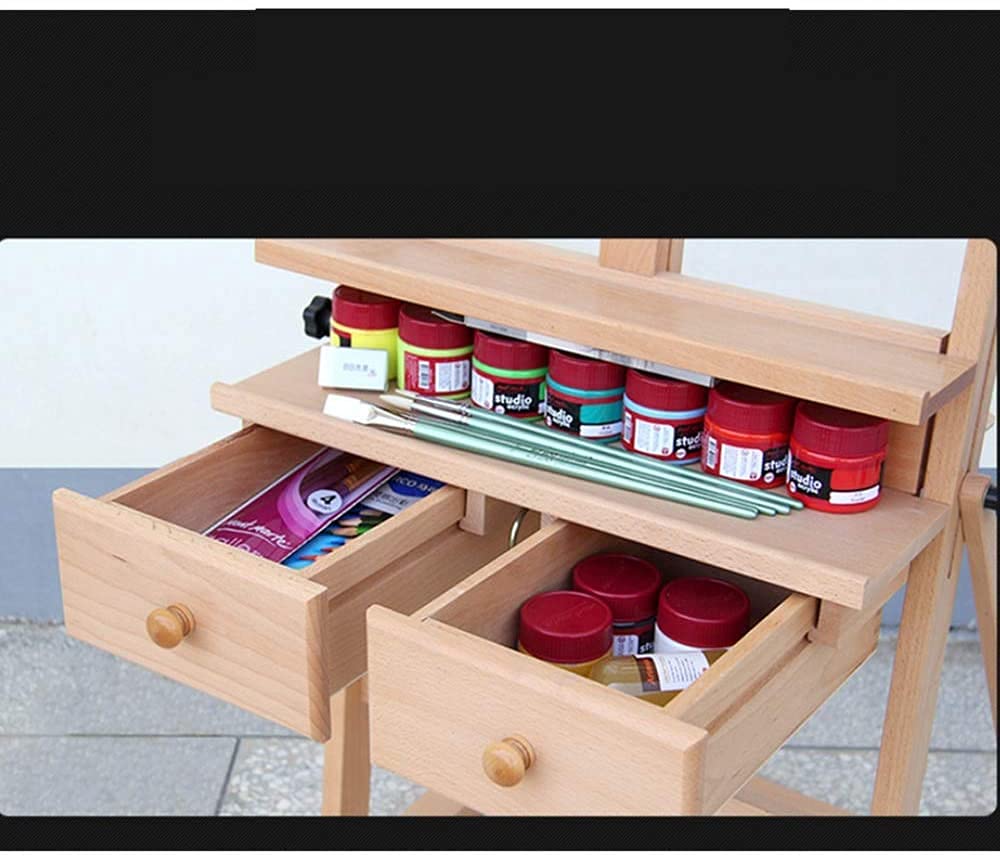 CLQ Staffeleien Holz Staffelei Mit Schubladenmalerei Und Display Artist Staffelei Für Tragbare Skizzenzeichnung Und Malerei Für Künstler Und Maler