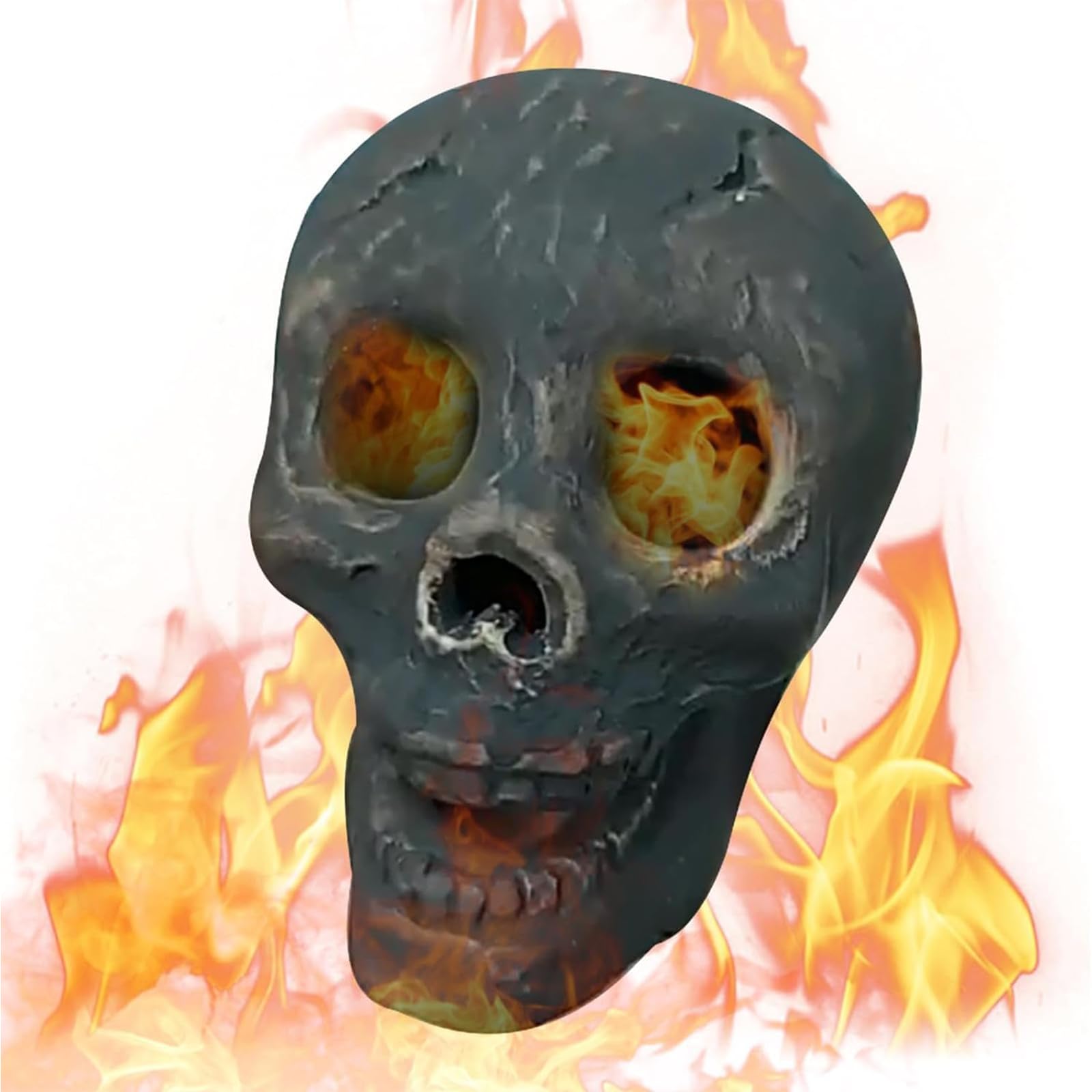 OYDAS Halloween Skeleton Skull Decorations,Halloween Fire Pit Skull Ceramic Props,Reusable Fireproof Skull Fire Pit,Halloween Decor for Fire Pit,Halloween Horror Skull Decorations (flame-1pcs)